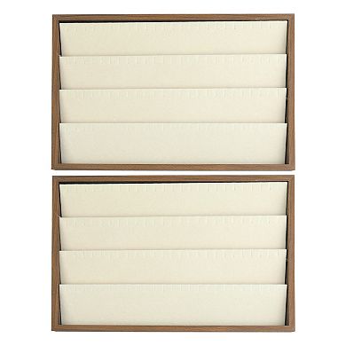 2 Pack Stackable Velvet Jewelry Organizer Trays With Dividers For Drawers 24 Grid Tray