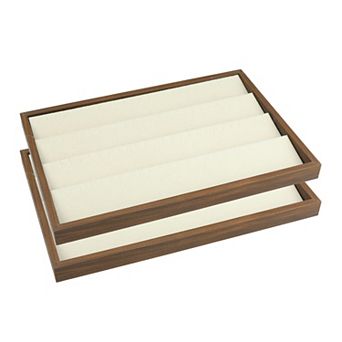 2 Pack Stackable Velvet Jewelry Organizer Trays With Dividers For Drawers 24 Grid Tray
