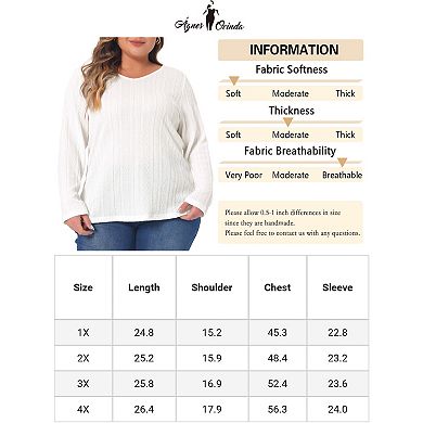 Plus Size Top For Women Casual Round Neck Long Sleeve Knit Tunic Tops