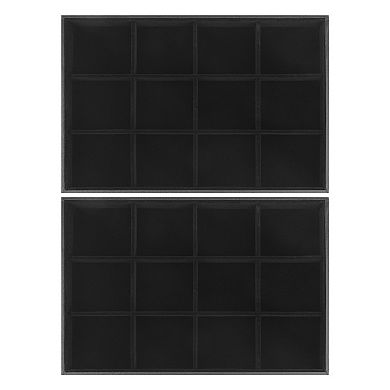 2 Pcs Stackable Velvet Jewelry Organizer Trays With Dividers For Drawers 12 Grid Tray
