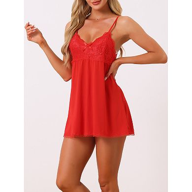 Womens Nightgown V-neck Sleepwear Lace Sleeveless Nightwear
