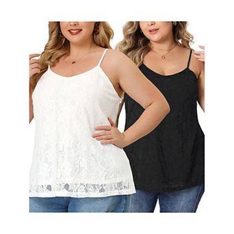 Women's Plus Size Cami Lace Adjustable Strap Elegant Sleeveless Camisole