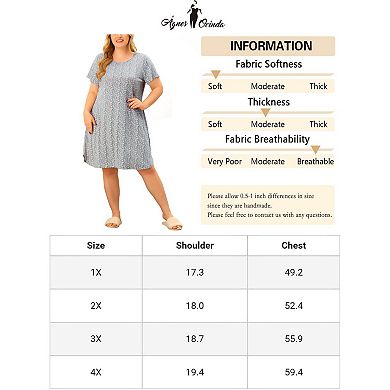 Women's Plus Size Nightgown Stretch Pattern Short Sleeve Round Neck Sleepwear
