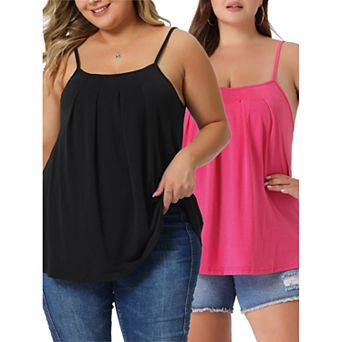 Women's Plus Size Adjustable Strap Elegant Basic Pleated Camisole Tank Tops