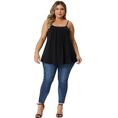 Women's Plus Size Adjustable Strap Elegant Basic Pleated Camisole Tank Tops