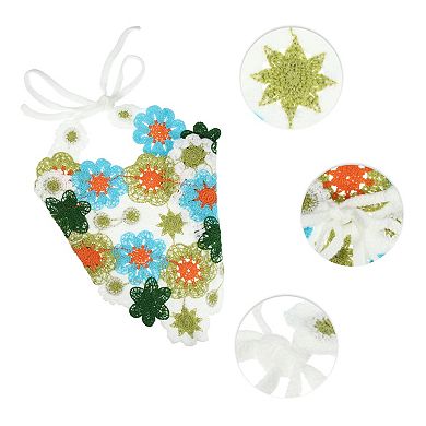 1 Pcs Fashion Knitted Hollow Triangle Headwrap For Women 21.65"x11.02" Green