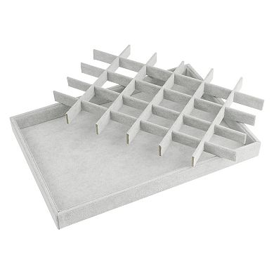 Set Of 2 Stackable Velvet Jewelry Organizer Trays With Removable Dividers For Drawers 30 Grid Tray