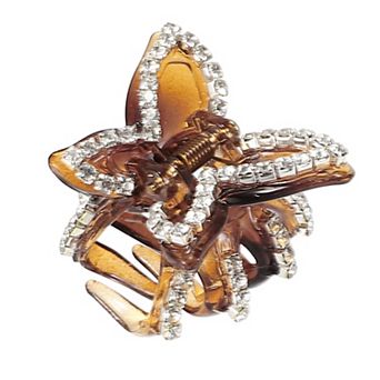 1 pc Grace Classic Bow Rhinestones Hair Clips For Women 1.42"x1.18"x1.02" Brown