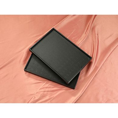 Set Of 2 Stackable Pu Leather Jewelry Organizer Trays With Removable Dividers For Drawers