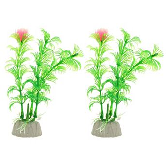2 pc Aquarium Plants Decor Artificial Aquatic Plant Tree Green