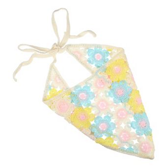 1 pc Fashion Knitted Hollow Triangle Headwrap For Women 19.69"x9.06" Blue Yellow
