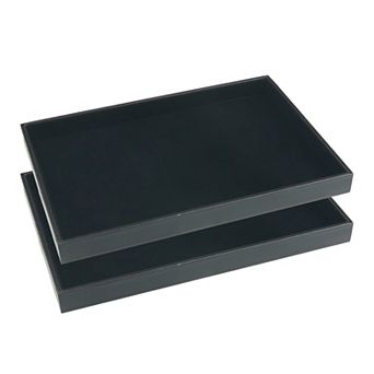 Set Of 2 Stackable Velvet Jewelry Organizer Trays With Removable Dividers For Drawer