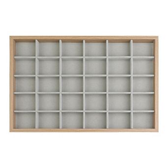 Womens' Wood Jewelry Trays With Dividers, Jewelry Organizer Drawer 24 Grid Tray