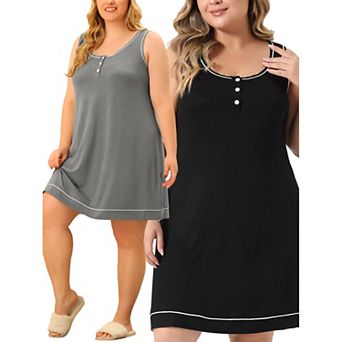 Women's Plus Size Nightgown Sleeveless Round Neck Lounge Sleep Dress Nightgowns