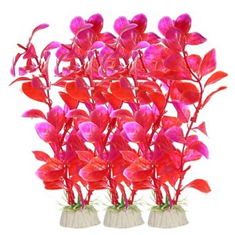 3 pc Fish Tank Aquarium Decorations Artificial Plants Plastic Artificial Water Plants Red