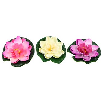 3 pc Garden Ponds Pool Decoration Artificial Lotus Flower