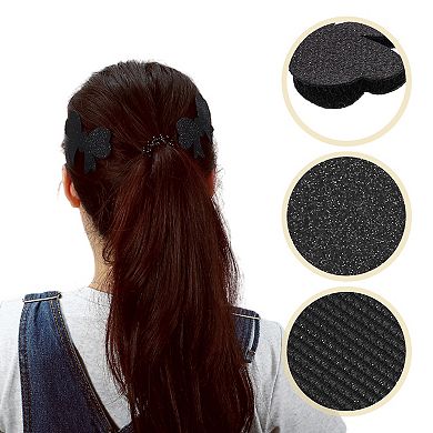 2 Pcs Hair Pads Floating Tie Shape Hair Pad Bangs Patch For Women Hair Magic Tapes Black