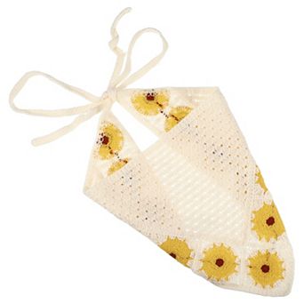 1 pc Fashion Sunflower Hollow Triangle Headwrap For Women 18.90"x9.45" Yellow