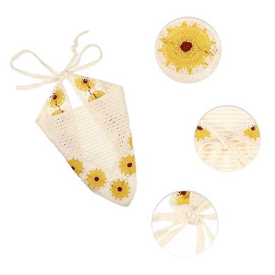1 Pcs Fashion Sunflower Hollow Triangle Headwrap For Women 18.90"x9.45" Yellow