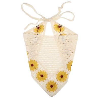 1 Pcs Fashion Sunflower Hollow Triangle Headwrap For Women 18.90"x9.45" Yellow