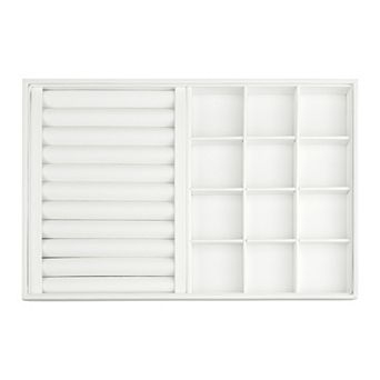 Pu Leather Jewelry Organizer Drawer, Jewelry Organizer Trays With Removable Dividers Flat Tray