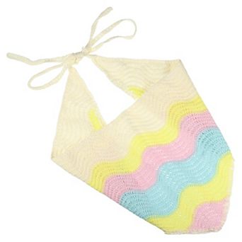 1 pc Fashion Knitted Hollow Triangle Headwrap For Women 26.38"x11.02" Yellow