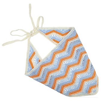 1 pc Grace Knitted Hollow Triangle Headwrap For Women 24.41"x9.45" Blue Orange