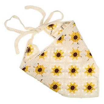 1 pc Fashion Knitted Hollow Triangle Headwrap For Women 20.08"x9.84" Yellow