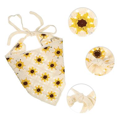 1 Pcs Fashion Knitted Hollow Triangle Headwrap For Women 20.08"x9.84" Yellow