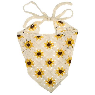 1 Pcs Fashion Knitted Hollow Triangle Headwrap For Women 20.08"x9.84" Yellow