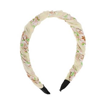 1 pc Fashion Elegant Pleated Headband For Women 6.10"x5.12" Beige Pink
