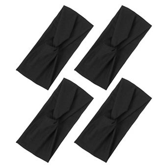 4 pc Wide Headbands Twisted Knot Wide Headbands Elastic Headbands For Women For Sports Black
