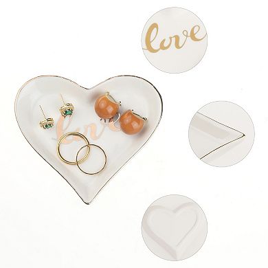 Ceramic Jewelry Tray Trinket Ring Dish For Organizing Earring Necklace Watch Love