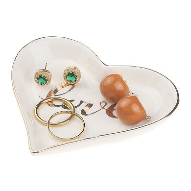 Ceramic Jewelry Tray Trinket Ring Dish For Organizing Earring Necklace Watch Love
