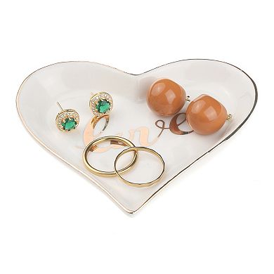 Ceramic Jewelry Tray Trinket Ring Dish For Organizing Earring Necklace Watch Love