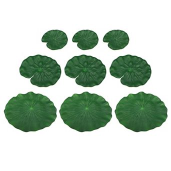 9 pc Garden Ponds Pool Decoration Artificial Lotus Leaves Green 3.9"