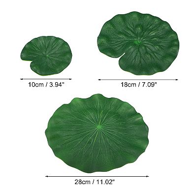 9pcs Garden Ponds Pool Decoration Artificial Lotus Leaves Green 3.9"