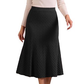 High Waist Skirt For Women's Autumn A-line Stretchy Knit Long Sweater Skirts