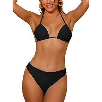 Women's 2 pc Halter Bikini Sets Swimwear With Bottoms Bathing Suit Swimsuit