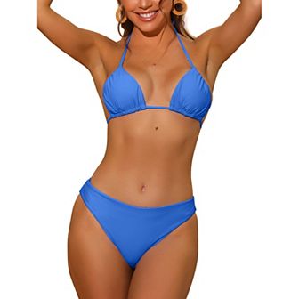 Women's 2 pc Halter Bikini Sets Swimwear With Bottoms Bathing Suit Swimsuit