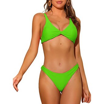 Women's Twist Cross Knot Bikini Top Self-Tie Back 2 pc Swimsuits