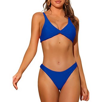 Women's Twist Cross Knot Bikini Top Self-Tie Back 2 pc Swimsuits