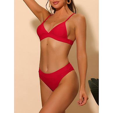 Women's 2 Piece Triangle Bikini Sets Adjustable Spaghetti Straps Top Basic Bottom Swimwear Suits