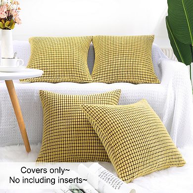 4 Pcs Soft Corduroy Throw Pillow Covers 18" X 18"
