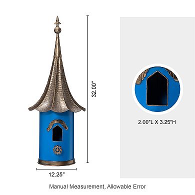 Glitzhome Metal Retro Pagoda Hanging Birdhouse For Outdoors