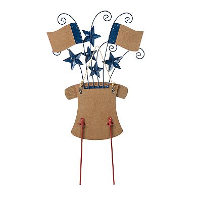 Glitzhome Wooden/ Metal Patriotic Flags Yard Stake