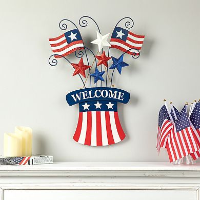 Glitzhome Wooden/ Metal Patriotic Flags Yard Stake