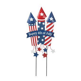 Glitzhome Patriotic/ Americana Firecracker Yard Stake