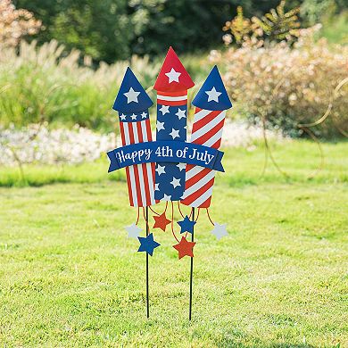 Glitzhome Patriotic/ Americana Firecracker Yard Stake