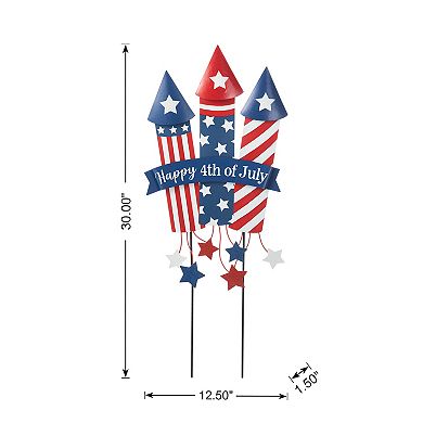 Glitzhome Patriotic/ Americana Firecracker Yard Stake